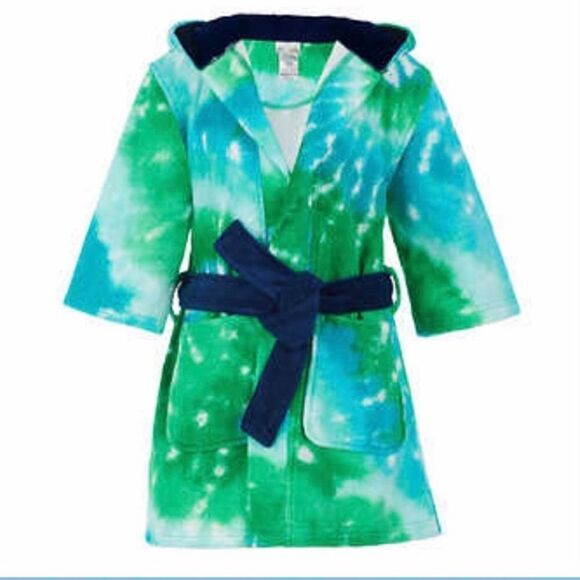 Saint Eve Kids' Beach Cover Up, Dino Green Tye Dye Small 7/8 - Picture 3 of 6
